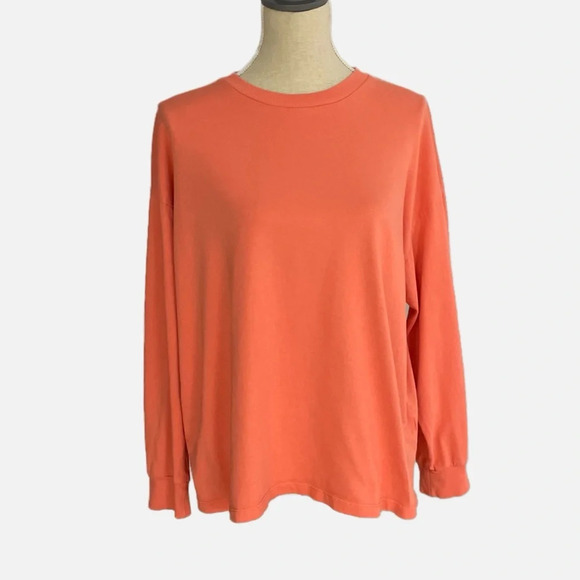 ASOS Design Weekend Collective Varsity Long Sleeve T-Shirt Orange White - Picture 4 of 10